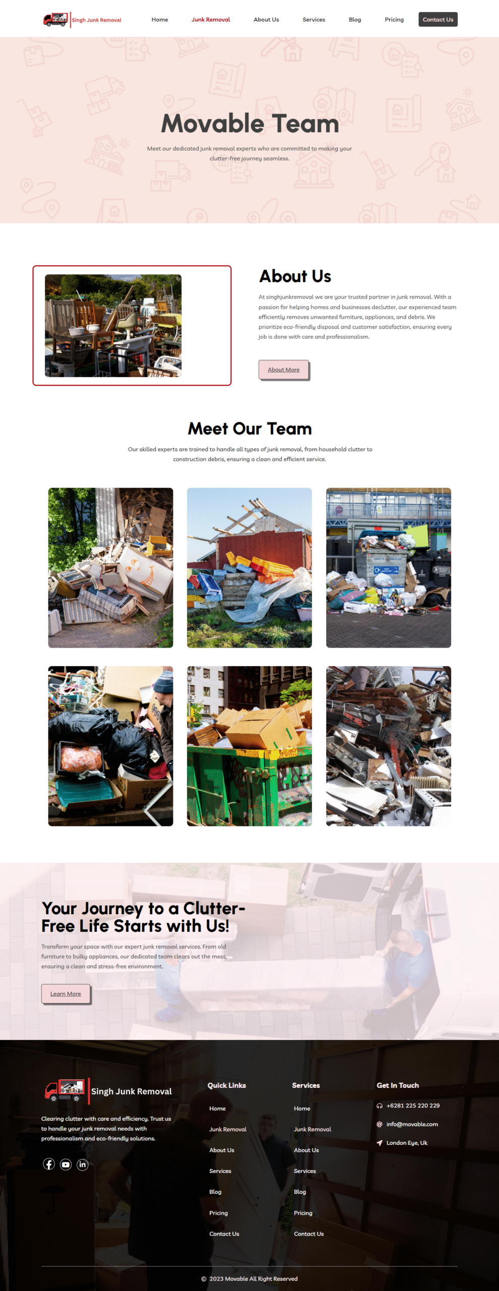 Junk Removal website screenshot 2